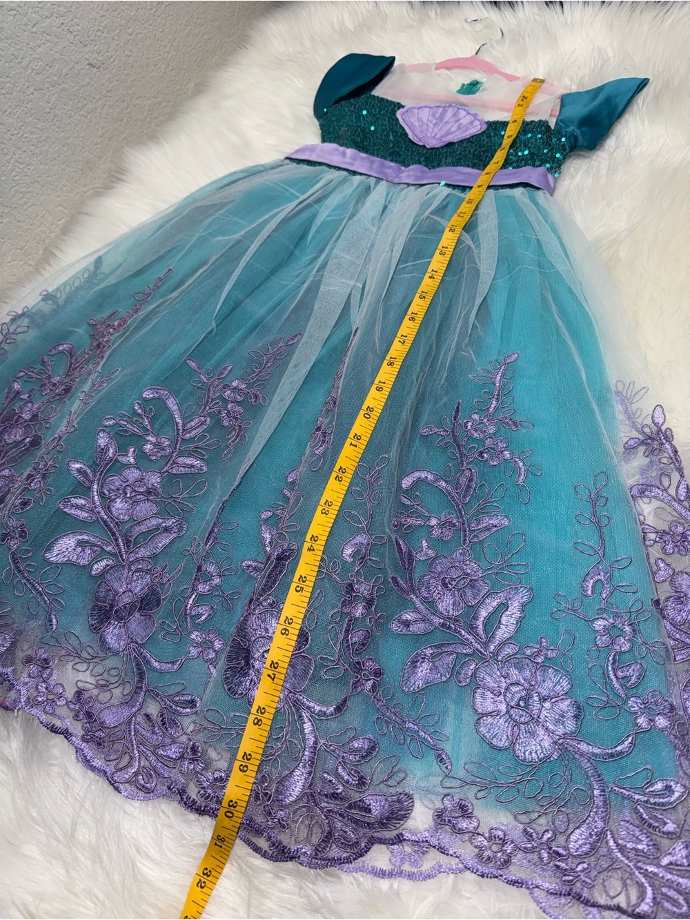 Girls Teal & Purple Sequin Mermaid Dress - Picture 5 of 7